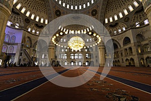 Interior of Kocatepe Mosque in Ankara. Islamic background photo