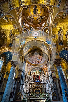 Interior of La Martorana church in Palermo, Sicily, Italy photo