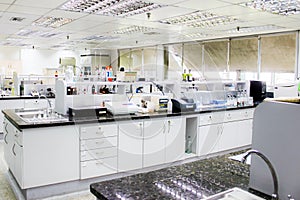 Interior of a laboratory full of apparatus and equipment