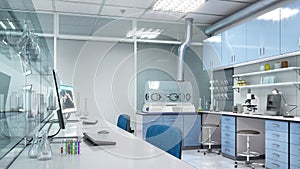 Interior of laboratory workplace. 3d illustration