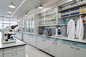 Interior of laboratory workplace 3D illustration