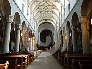 The interior of a large church in Konstanz