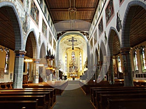 The interior of a large church in Konstanz