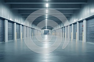 Interior of Large Self-Storage Facility with Rows of Units