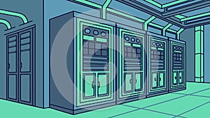 Interior of a Large Server Room or Data Center, vector design Generative AI