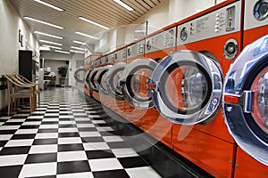 Interior of laundromat