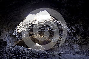 Interior Lava Tube Cave With Many Skylights