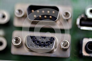 interior of LCD TV Television main board power circuit, wires, transformers, resistance, IC, condensers, repairing motherboard of