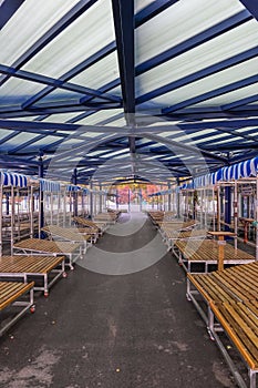 Interior of Leiria Municipal market with facilities to welcome local producers