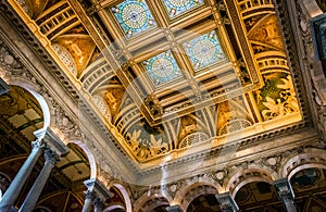 The interior of the Library of Congress, in Washington, DC.