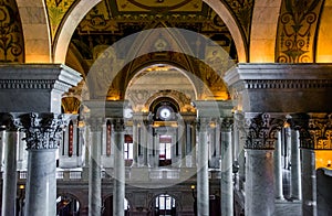 The interior of the Library of Congress, Washington, DC.