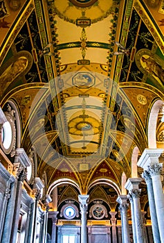 The interior of the Library of Congress, Washington, DC.