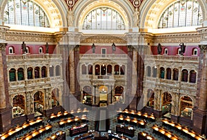 Interior of the Library of Congress in Washington DC, reading room