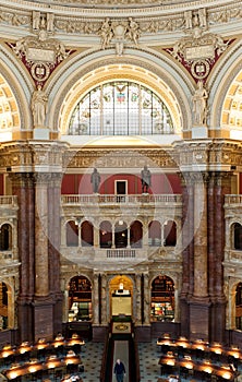 Interior of the Library of Congress in Washington DC, reading room