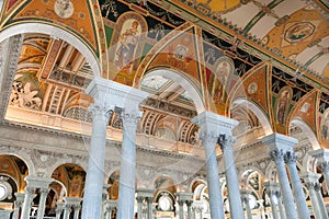 Interior of the Library of Congress in Washington DC, reading room