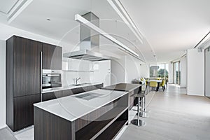 Interior of light spacious kitchen