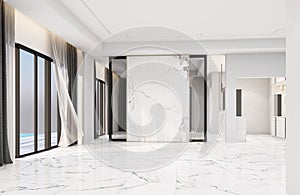 Interior living area without furniture in modern luxury style and marble decorate