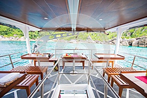 Interior of a living cabin on a liveaboard dive boats