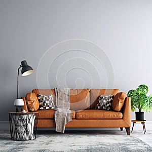 Interior Living Room Wall Mock Up Background