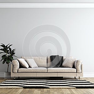 Interior Living Room Wall Mock Up Background