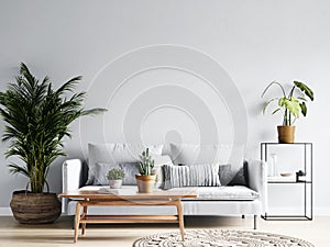 Interior Living Room Wall Mock Up Background