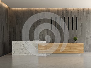 Interior of a lobby hotel reception 3D illustration