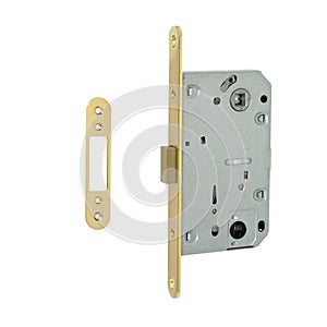 Interior lock with a twist mechanism of gold color with a silent rubberized bolt and a counter lock