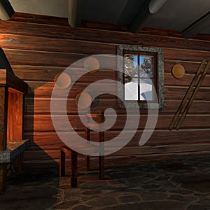 Interior at a log home