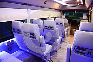 The interior of a luxurous medium passsenger car