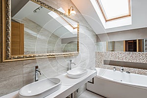 Interior of a luxury bathroom in loft apartment