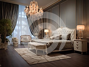 Interior of a luxury bedroom design architecture