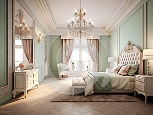 Interior of a luxury bedroom design architecture