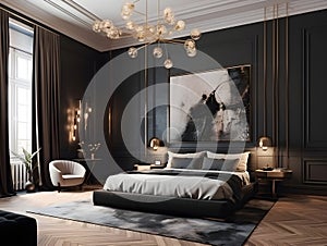 Interior of a luxury bedroom design architecture