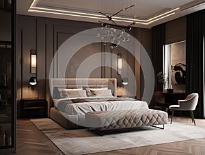 Interior of a luxury bedroom design architecture