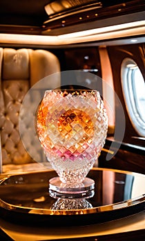 Interior of a luxury business jet airplane. Luxury travel. ai generative