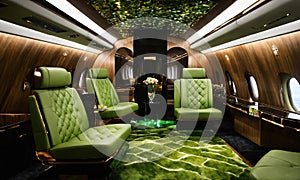 Interior of a luxury business jet airplane. Luxury travel. ai generative