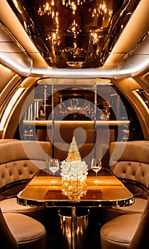 Interior of a luxury business jet airplane. Luxury travel. ai generative