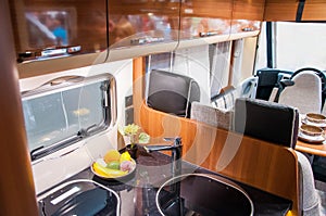 Interior of luxury caravan