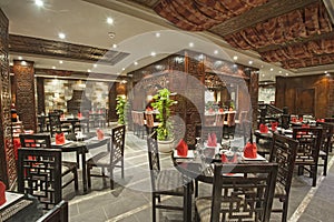 Interior of a luxury hotel restaurant
