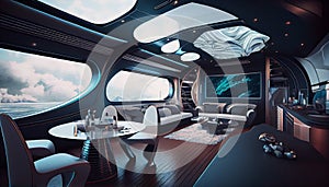 interior of luxury motoryacht