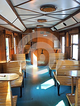 Interior of luxury old train carriage