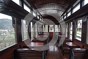 Interior of luxury old train carriage