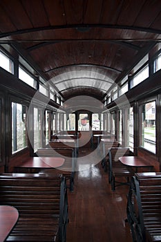 Interior of luxury old train carriage