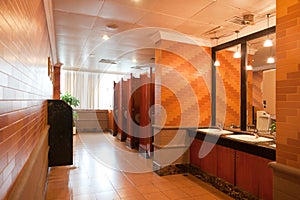 Interior of a luxury public restroom