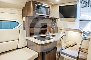 Interior of luxury yacht