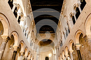 Interior of the main nave of the Cathedral Basilica of San Sabino in Bari