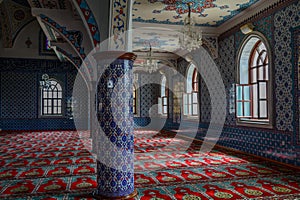 The interior of the majestic mosque at Manavgat in Turkey