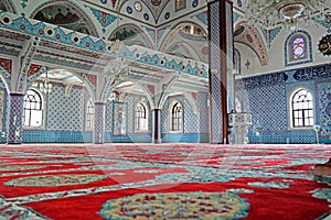 The interior of the majestic mosque at Manavgat in Turkey.