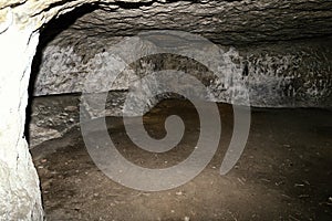 Interior of man made cave in the sand stone rock