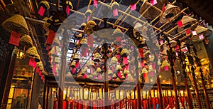 Interior of Man Mo Temple in Hong Kong